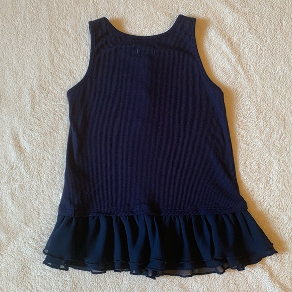 Lucky Brand Ruffle Tank Top Navy Ribbed - Picture 2 of 5